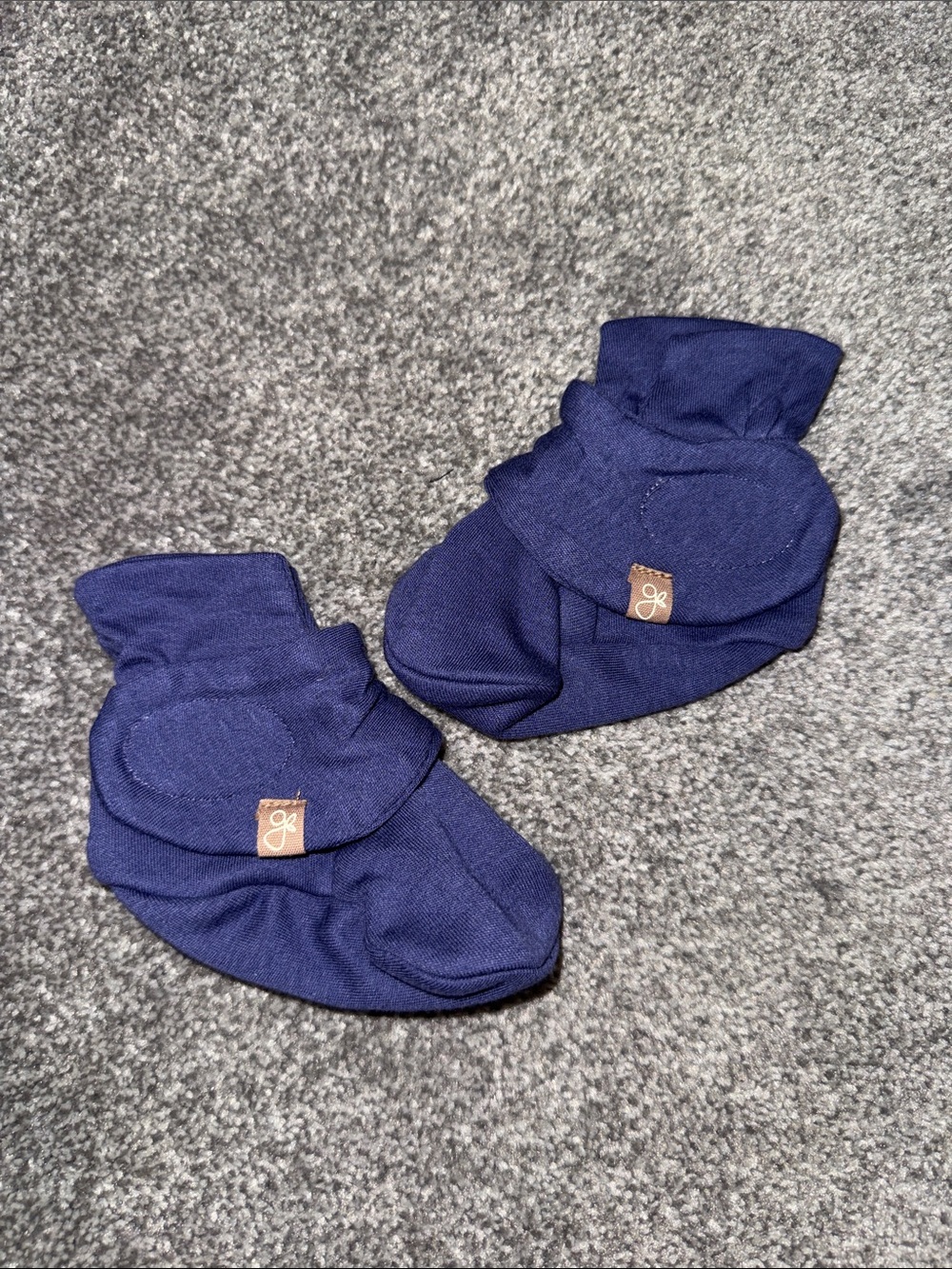 Navy Baby Booties with Fold-Over Cuff